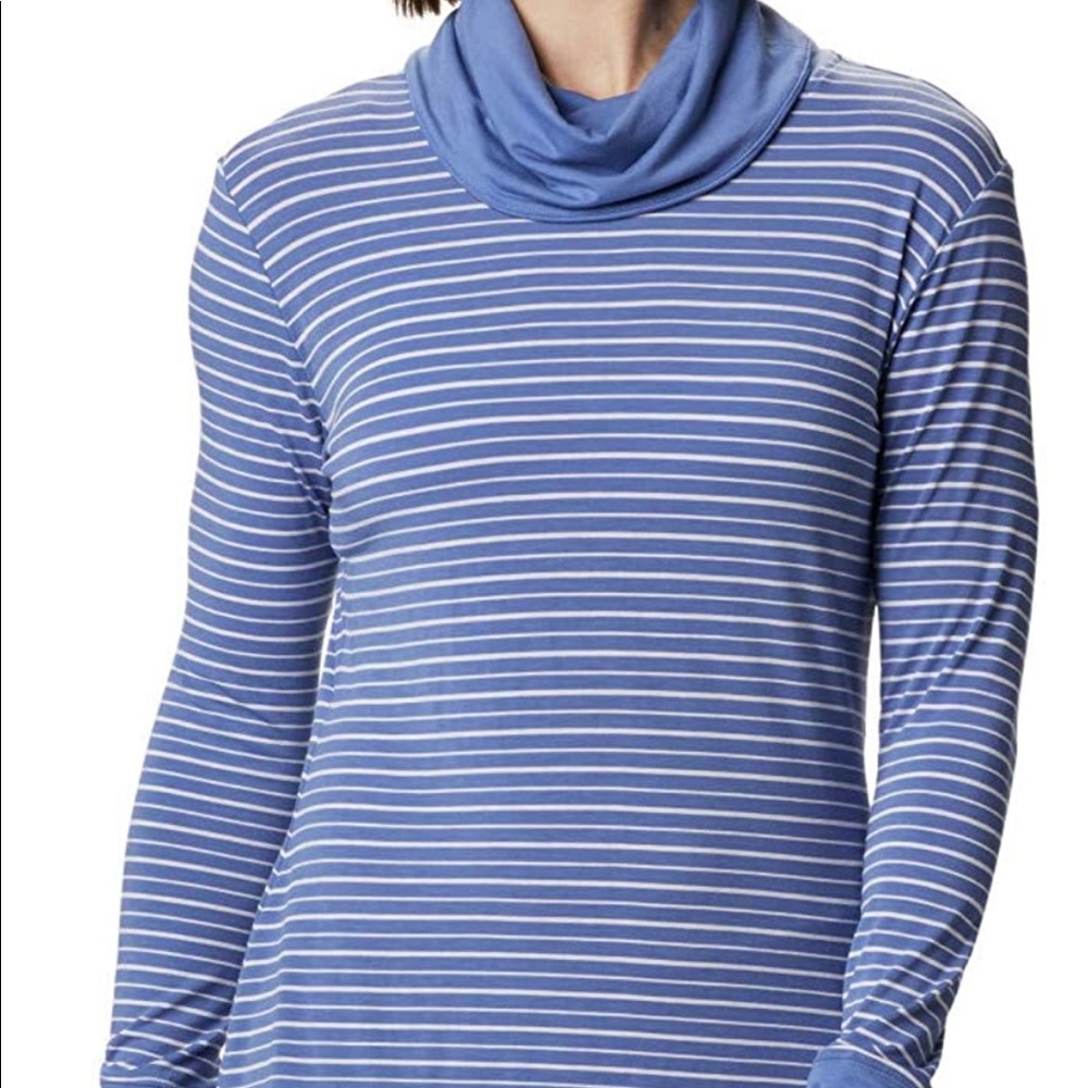 Columbia Women's Essential Elements Striped L/S Shirt Blue Striped Small NWT